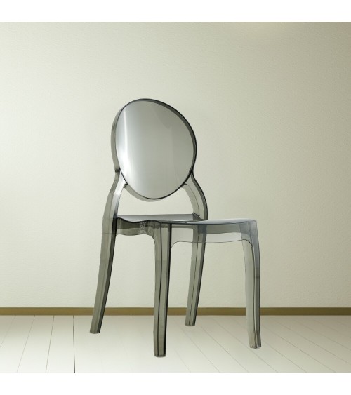 Sedia Ematite in policarbonato 44x55xH90 cm. colore fumè set 4 pezzi