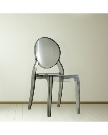 Sedia Ematite in policarbonato 44x55xH90 cm. colore fumè set 4 pezzi