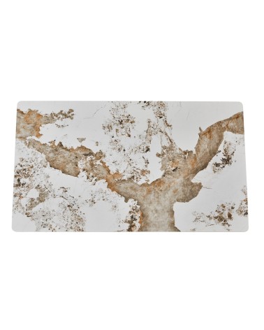 Tavolo rettangolare Linus2538 con piano in ceramica effetto marmo bianco Pandora brown lucido e struttura in metallo nero