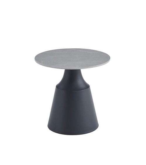 Set due tavolini da salotto rotondi Dual con piano grigio opaco e struttura in metallo nero