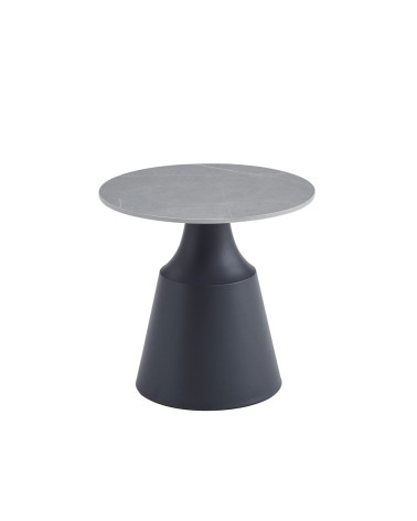 Set due tavolini da salotto rotondi Dual con piano grigio opaco e struttura in metallo nero