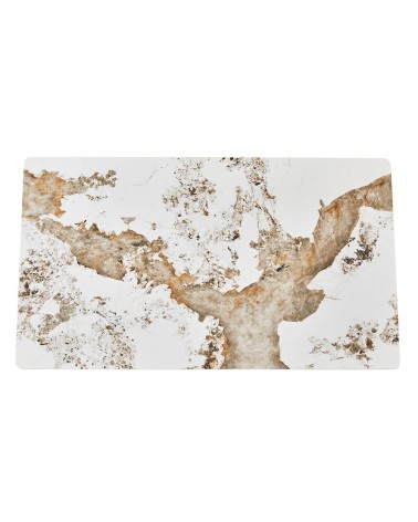 Tavolo rettangolare Star con piano in ceramica effetto marmo bianco pandora brown lucido e struttura in metallo nero