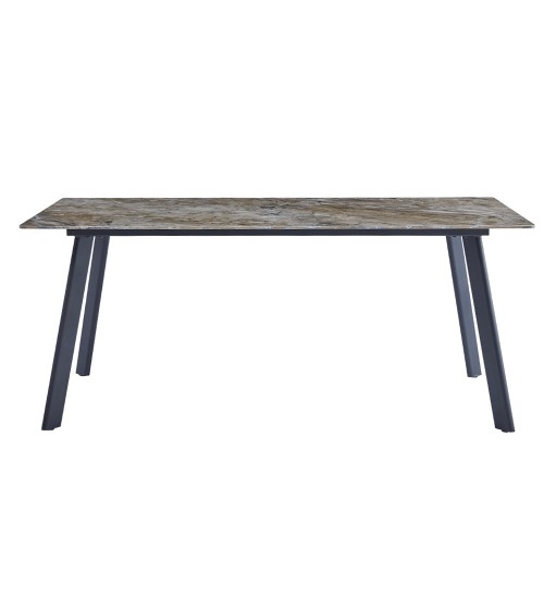 Tavolo rettangolare Imperial con piano in ceramica effetto marmo lucido senafe brown e gambe in metallo nero