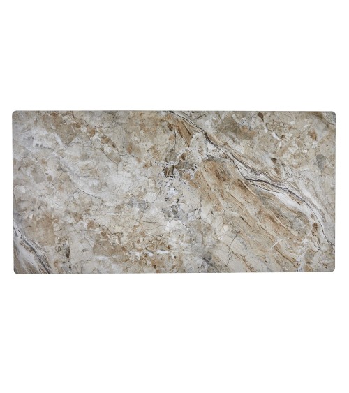 Tavolo rettangolare Imperial con piano in ceramica effetto marmo lucido senafe brown e gambe in metallo nero