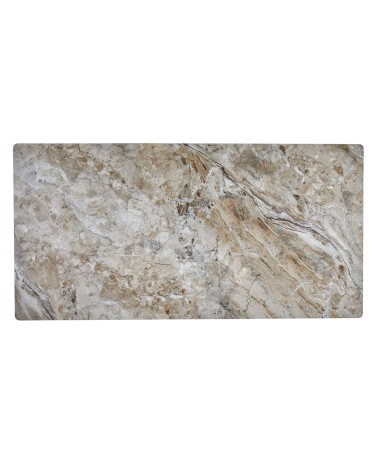 Tavolo rettangolare Imperial con piano in ceramica effetto marmo lucido senafe brown e gambe in metallo nero