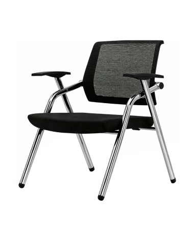Sedia ufficio Fabula con gambe in acciaio cromato e schienale in rete colore nero