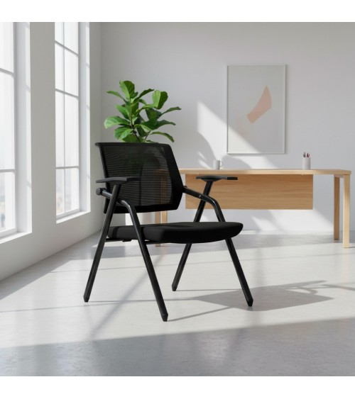 Sedia ufficio Fabula con gambe e schienale in rete colore nero