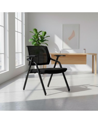 Sedia ufficio Fabula con gambe e schienale in rete colore nero