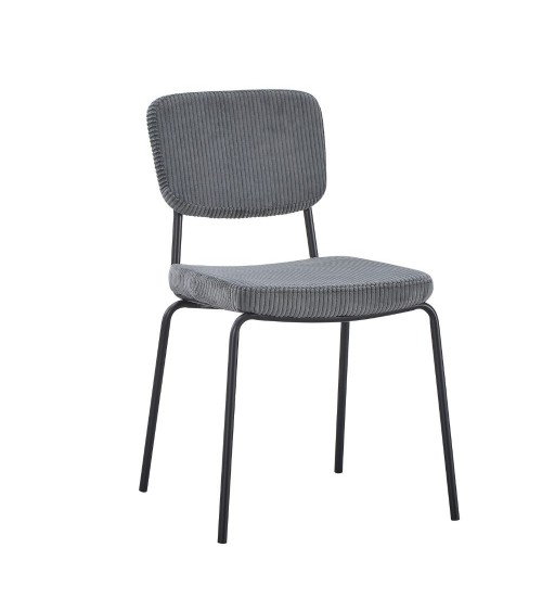 Sedia Juno in tessuto colore grigio scuro e struttura in metallo nero set 4 pezzi