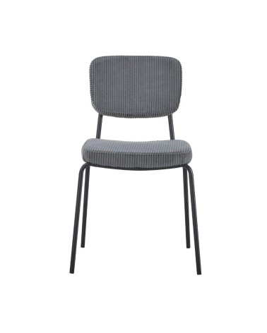 Sedia Juno in tessuto colore grigio scuro e struttura in metallo nero set 4 pezzi