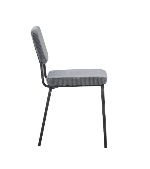 Sedia Juno in tessuto colore grigio scuro e struttura in metallo nero set 4 pezzi