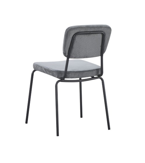Sedia Juno in tessuto colore grigio scuro e struttura in metallo nero set 4 pezzi