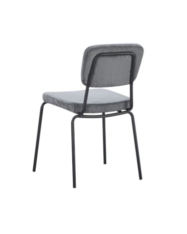 Sedia Juno in tessuto colore grigio scuro e struttura in metallo nero set 4 pezzi