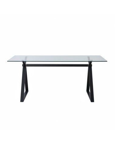 Tavolo fisso Skylar 150x90 cm. con piano in vetro temperato e gambe nere