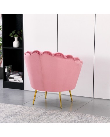 Poltrona a conchiglia Orel in velluto UF910-7 rosa e gambe oro
