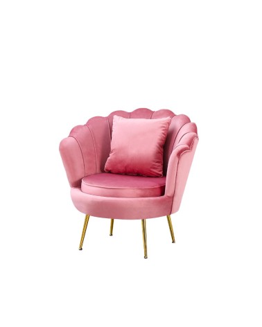 Poltrona a conchiglia Orel in velluto UF910-7 rosa e gambe oro
