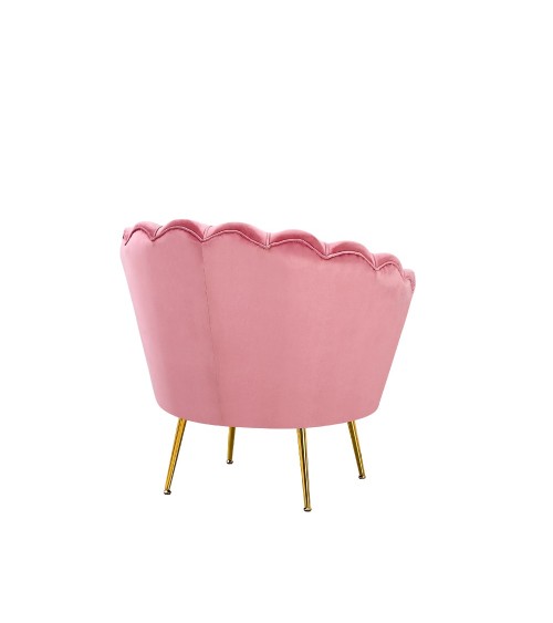 Poltrona a conchiglia Orel in velluto UF910-7 rosa e gambe oro