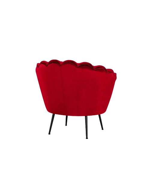 Poltrona a conchiglia Orel in velluto UF910-11 rosso e gambe nere