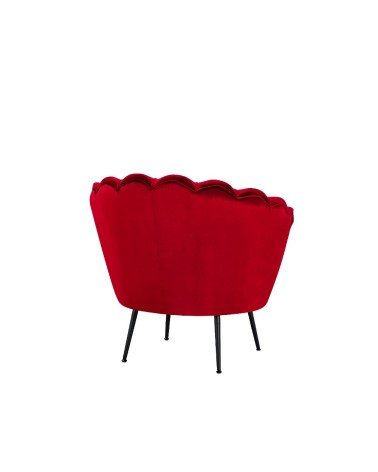 Poltrona a conchiglia Orel in velluto UF910-11 rosso e gambe nere