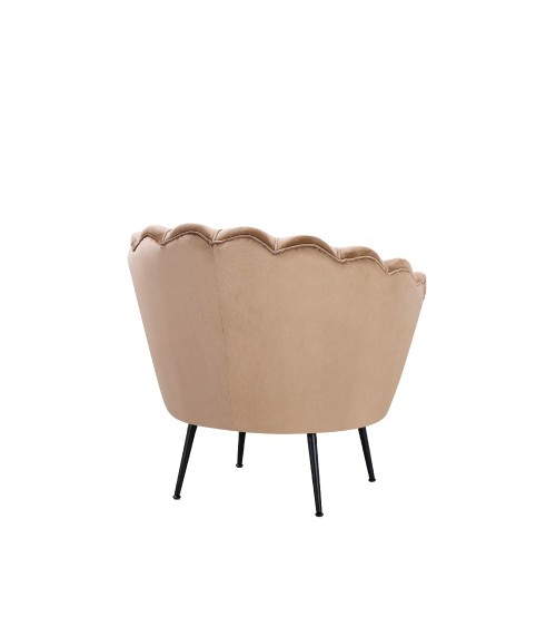 Poltrona a conchiglia Orel in velluto UF910-1 beige e gambe nero