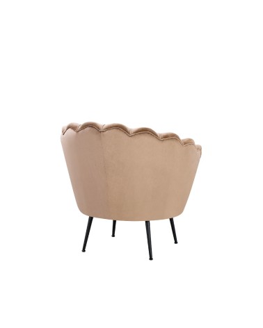 Poltrona a conchiglia Orel in velluto UF910-1 beige e gambe nero
