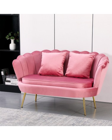 Divano a conchiglia Orel in velluto UF910-7 rosa e gambe oro