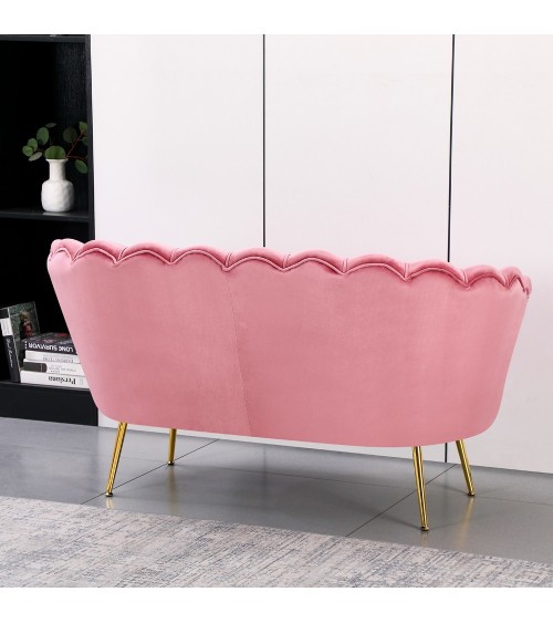 Divano a conchiglia Orel in velluto UF910-7 rosa e gambe oro