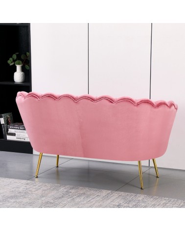Divano a conchiglia Orel in velluto UF910-7 rosa e gambe oro