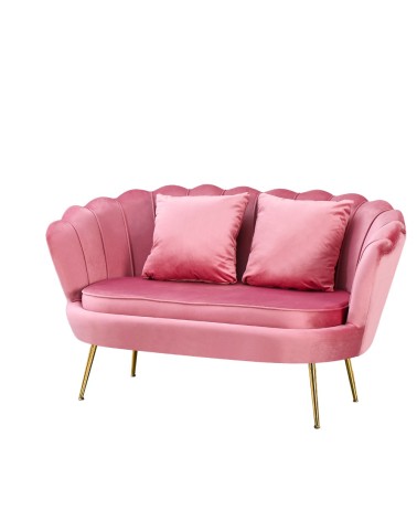 Divano a conchiglia Orel in velluto UF910-7 rosa e gambe oro