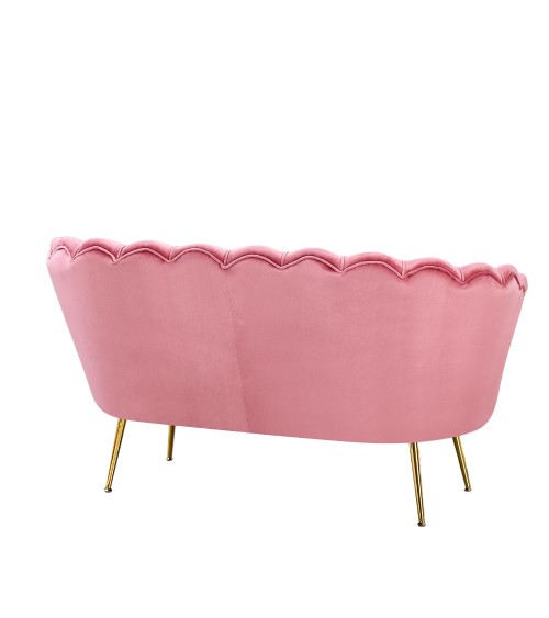 Divano a conchiglia Orel in velluto UF910-7 rosa e gambe oro