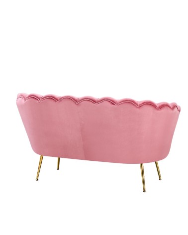 Divano a conchiglia Orel in velluto UF910-7 rosa e gambe oro