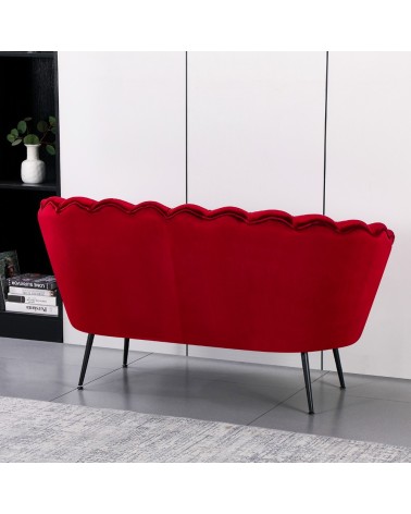 Divano a conchiglia Orel in velluto UF910-11 rosso e gambe nere