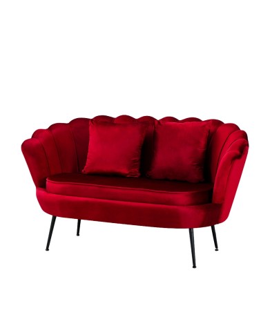 Divano a conchiglia Orel in velluto UF910-11 rosso e gambe nere