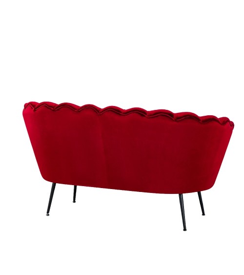 Divano a conchiglia Orel in velluto UF910-11 rosso e gambe nere
