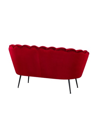 Divano a conchiglia Orel in velluto UF910-11 rosso e gambe nere