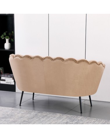 Divano a conchiglia Orel in velluto UF910-1 beige e gambe nere