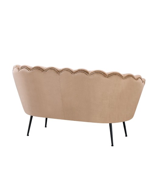 Divano a conchiglia Orel in velluto UF910-1 beige e gambe nere