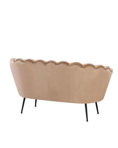 Divano a conchiglia Orel in velluto UF910-1 beige e gambe nere