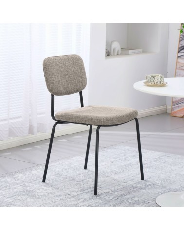 Sedia Juno in tessuto Aragon 20 taupe e struttura in metallo nero set 4 pezzi