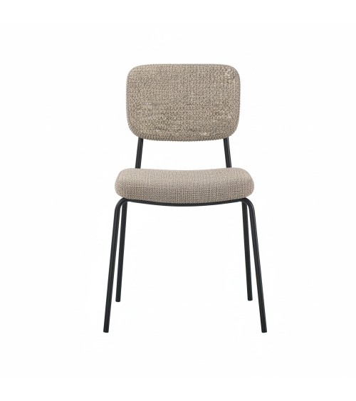 Sedia Juno in tessuto Aragon 20 taupe e struttura in metallo nero set 4 pezzi