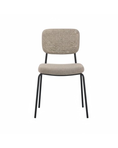 Sedia Juno in tessuto Aragon 20 taupe e struttura in metallo nero set 4 pezzi