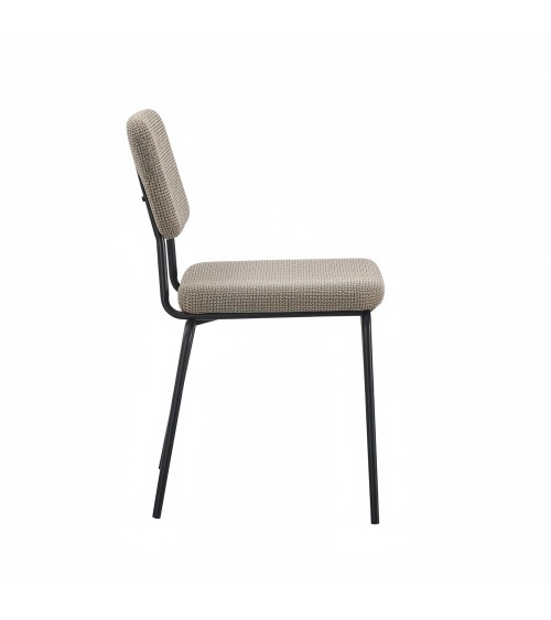 Sedia Juno in tessuto Aragon 20 taupe e struttura in metallo nero set 4 pezzi