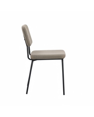 Sedia Juno in tessuto Aragon 20 taupe e struttura in metallo nero set 4 pezzi
