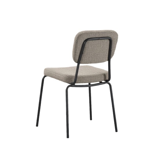 Sedia Juno in tessuto Aragon 20 taupe e struttura in metallo nero set 4 pezzi