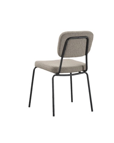 Sedia Juno in tessuto Aragon 20 taupe e struttura in metallo nero set 4 pezzi