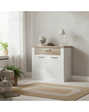 Madia Flux 2 ante e 1 cassetto in colore pino bianco e rovere antico