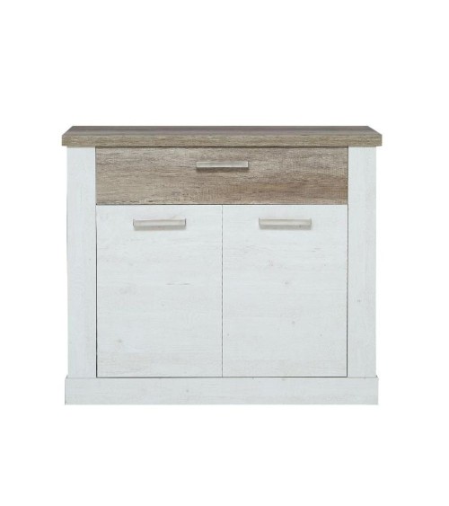 Madia Flux 2 ante e 1 cassetto in colore pino bianco e rovere antico