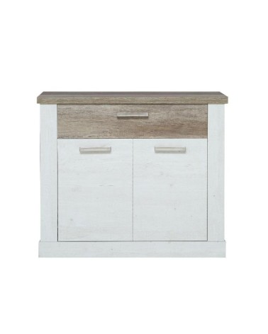 Madia Flux 2 ante e 1 cassetto in colore pino bianco e rovere antico