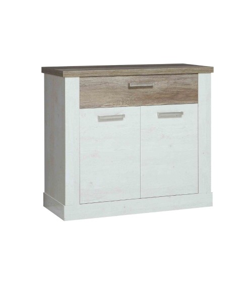 Madia Flux 2 ante e 1 cassetto in colore pino bianco e rovere antico