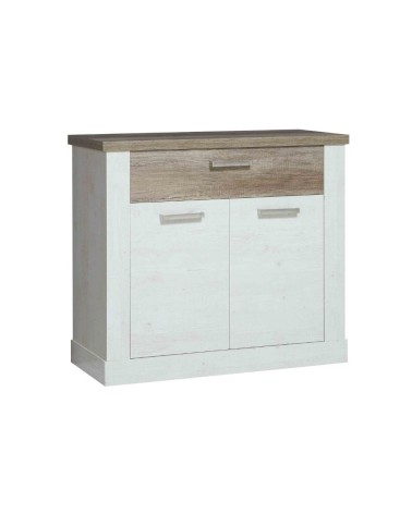 Madia Flux 2 ante e 1 cassetto in colore pino bianco e rovere antico